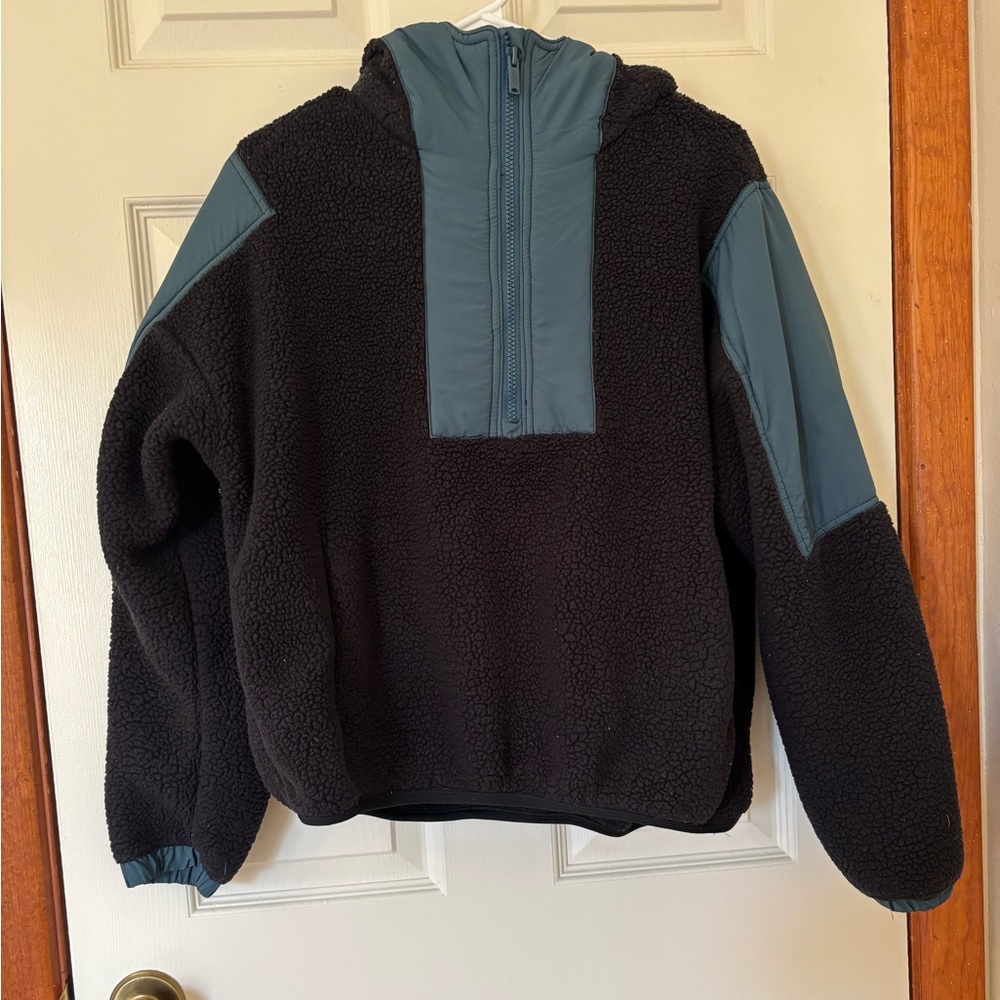 Free People Movement | XS Green & Black Fleece Quarter Zip Hoodie